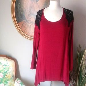 NEW Apt 9 women's Black Lace Cold Shoulder Tunic Top. XL
